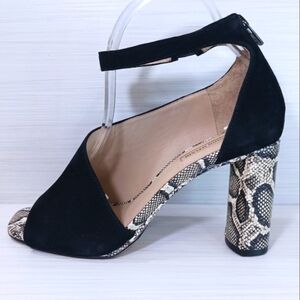 Antonio Melani Heels Women's 8.5 Black Snakeskin Print Cut-out Formal Shoes